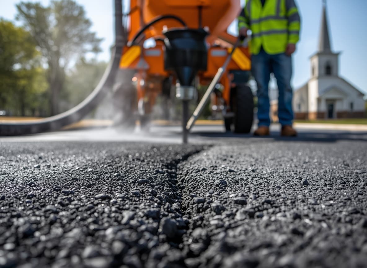 Hot rubber crack filling service - Steward Seal Coating